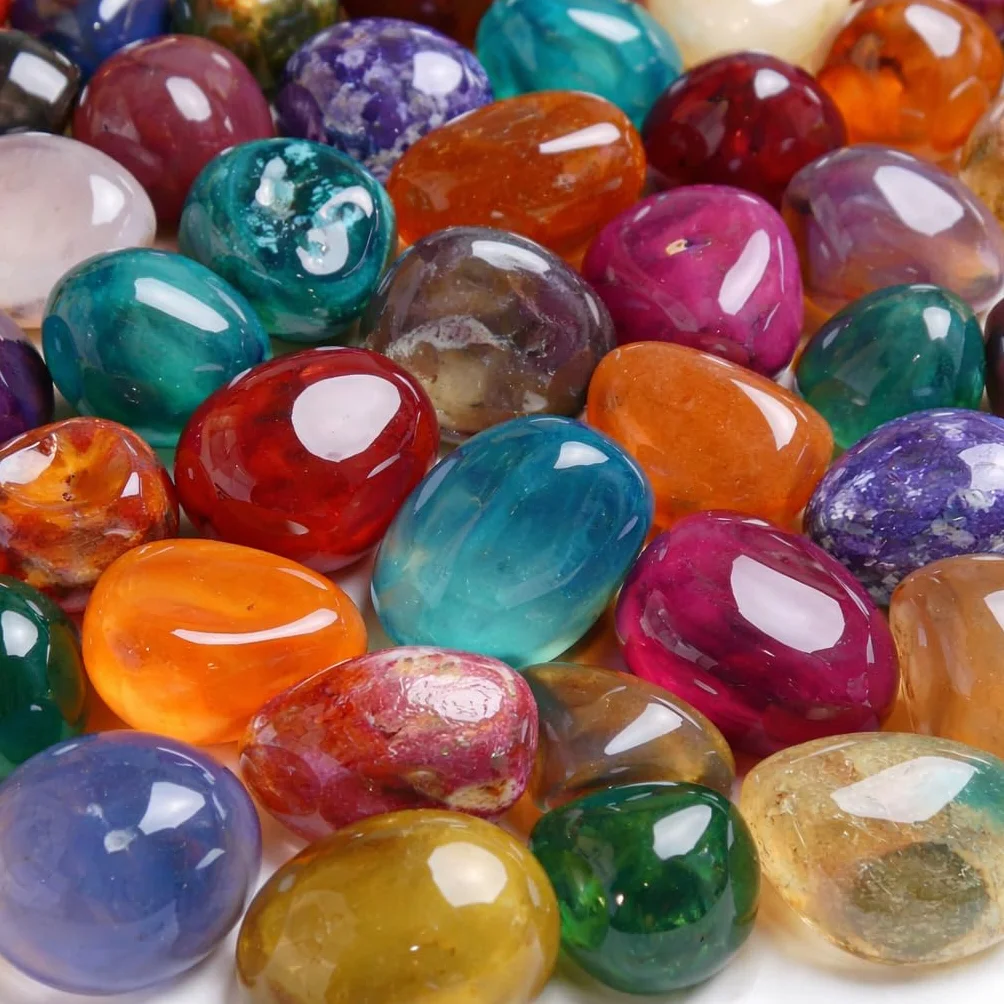 Perlin 50 piedras preciosas de ágata, semipreciosas, perlas de 9 mm ~ 15 mm, piedras semipreciosas para juego de piedras preciosas para búsqueda del tesoro y decoración